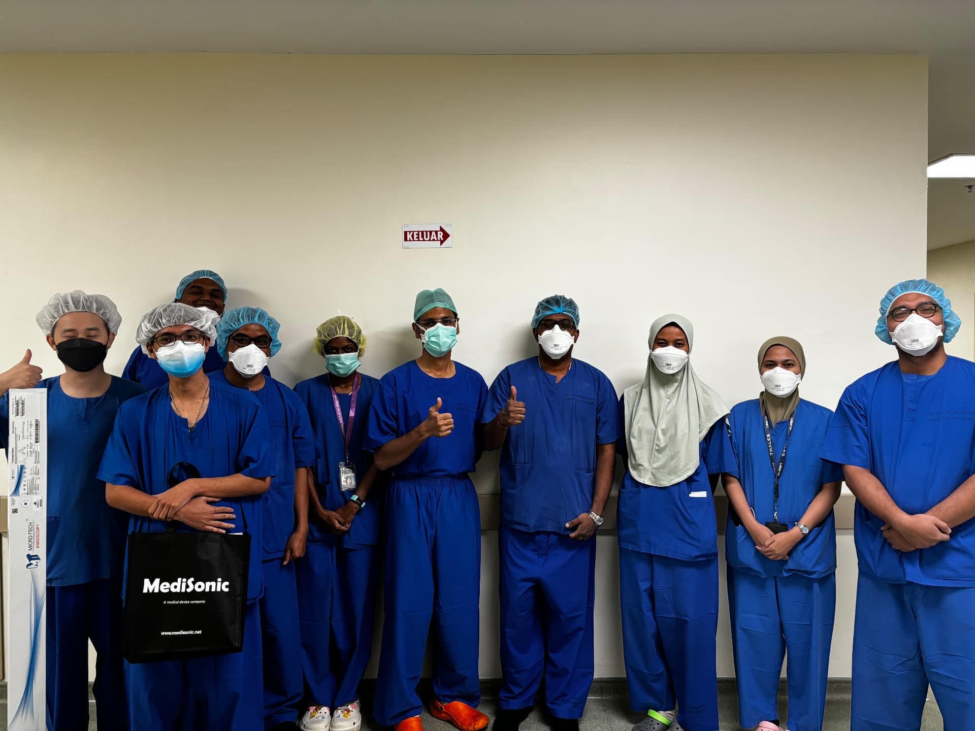 Dr. Arun Gangadhar with the interventional pulmonology team during his fellowship in Malaysia
